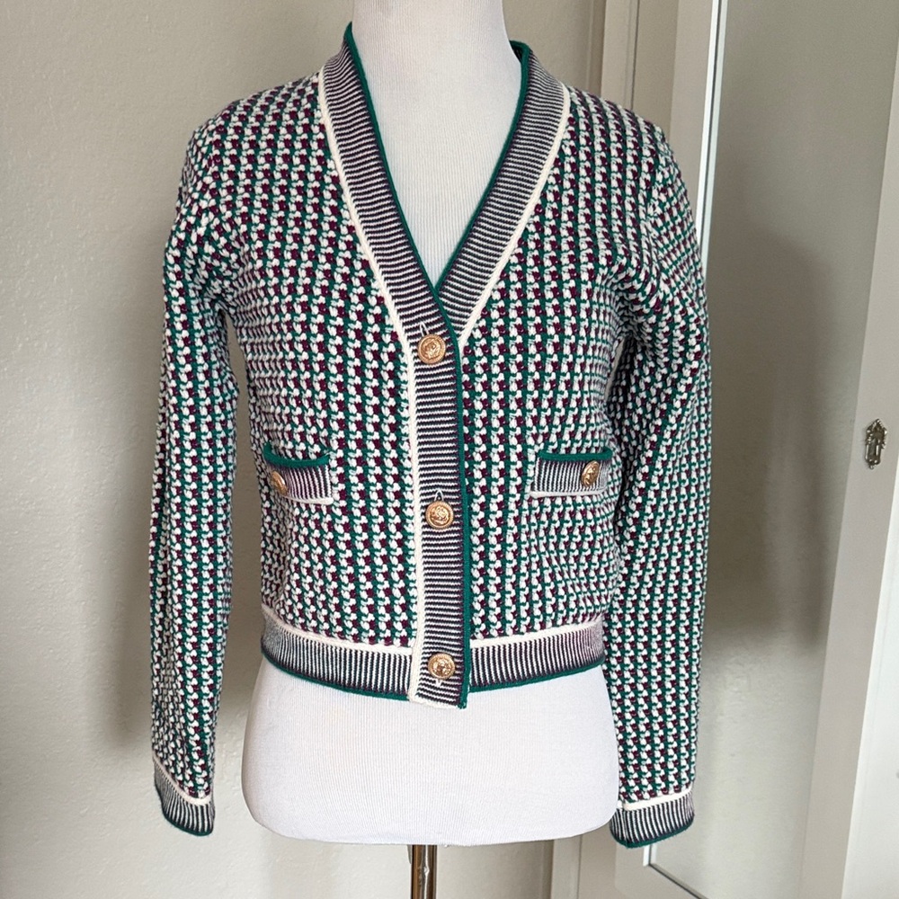 Women’s Cardigan Sweater with Gold Button Detail